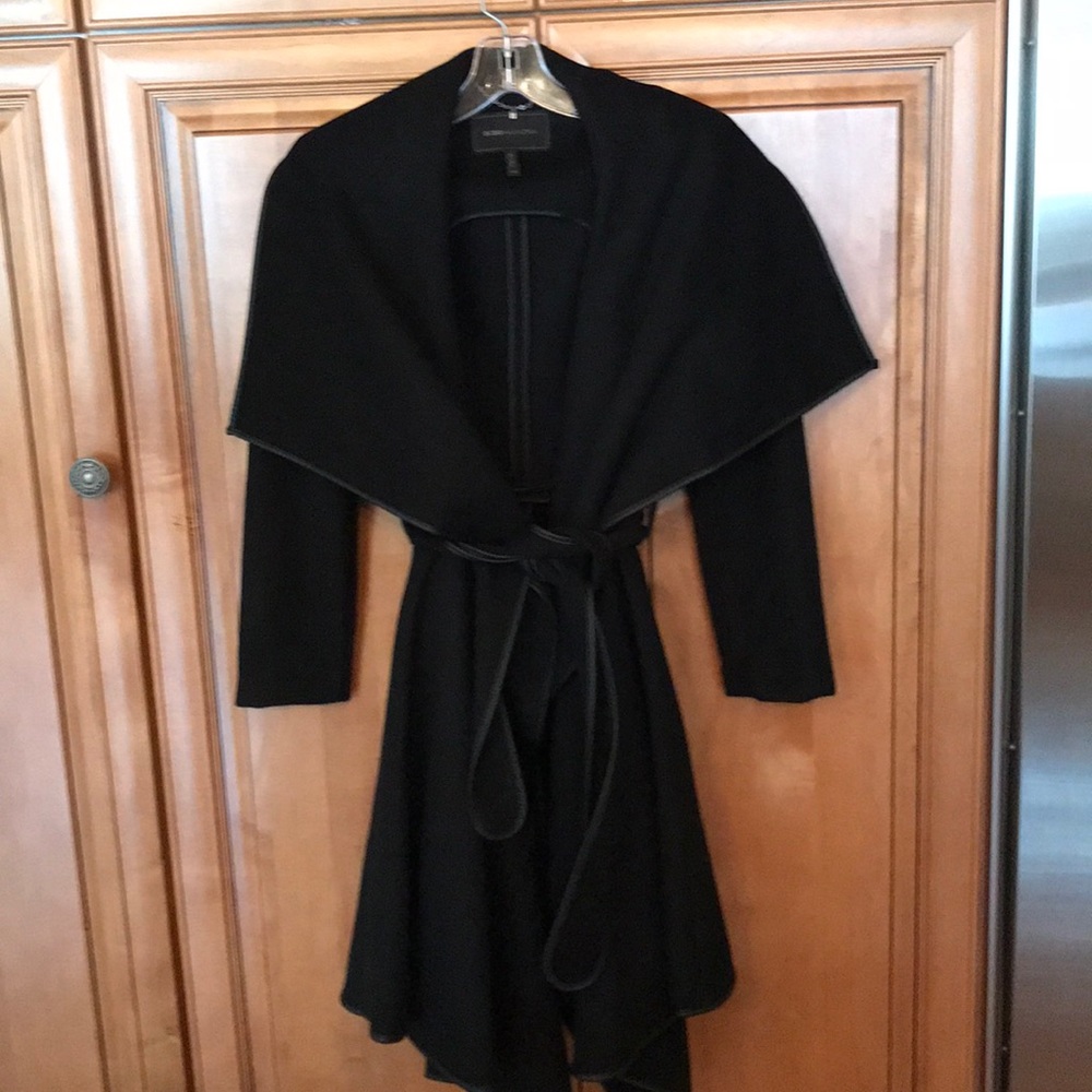 Bcbg Black Wool Wrap Coat Sz XXS